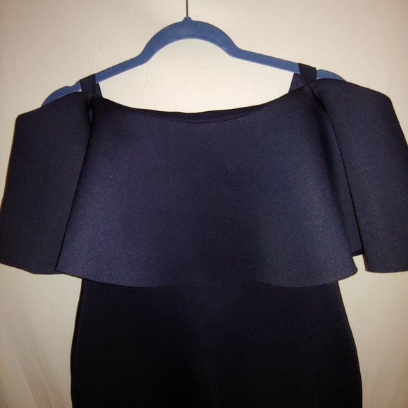 Giani Bini flounce ruffle off shoulder black dress Size large - Picture 10 of 16